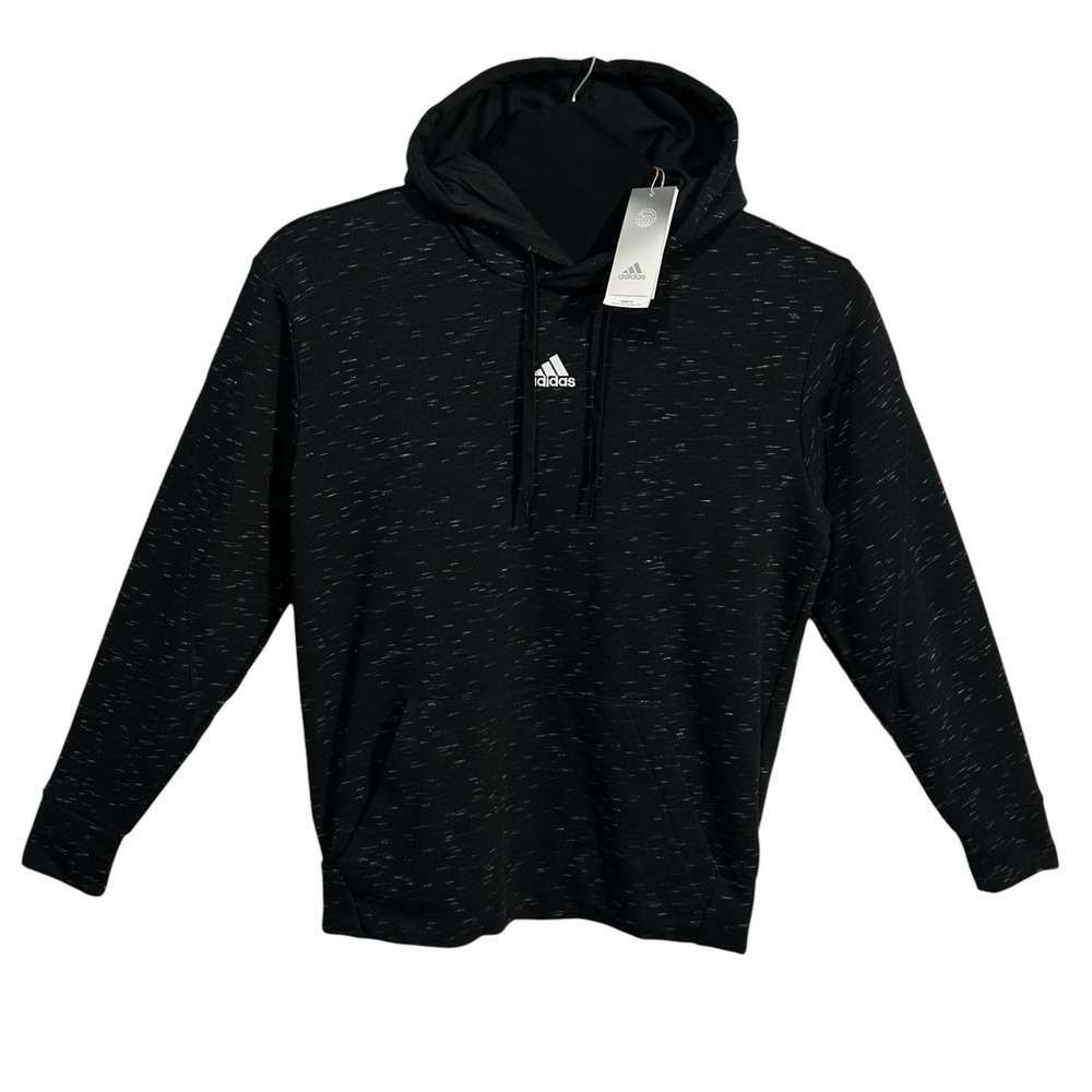 Adidas Essentials Mens French Terry Pullover Hoodie Sz S Black Melange Loose Fit